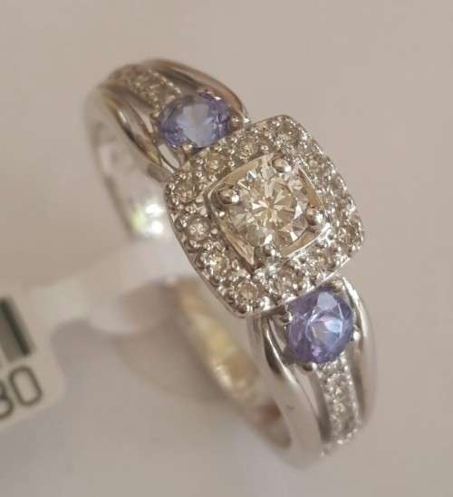 Halo Diamond Tanzanite Ring in 9ct White Gold