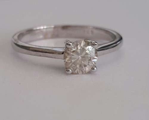 0.549ct Moissanite Solitaire Ring in 9K White Gold