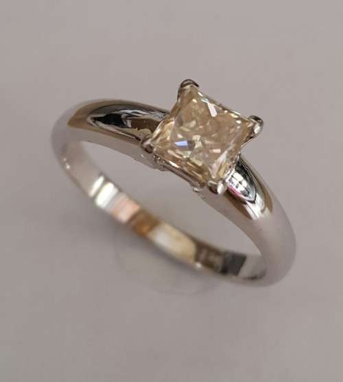 0.725ct Moissanite Princess Solitaire Ring in 9K White Gold