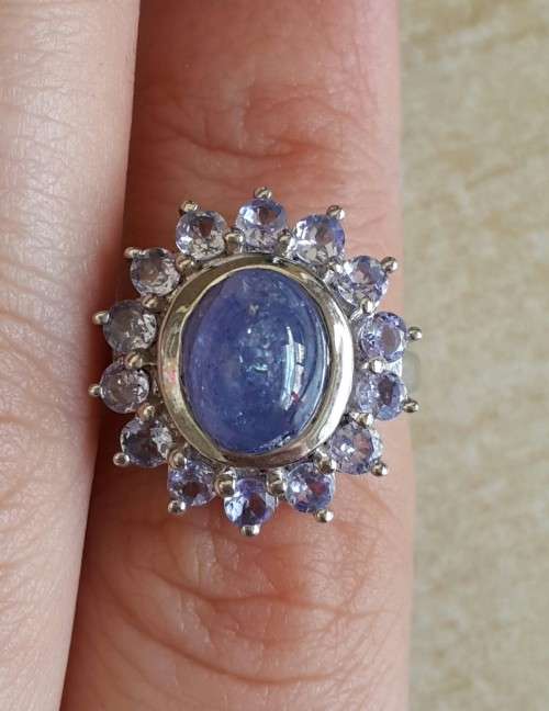 4.87ctw Natural Tanzanite Flower Ring in Sterling Silver