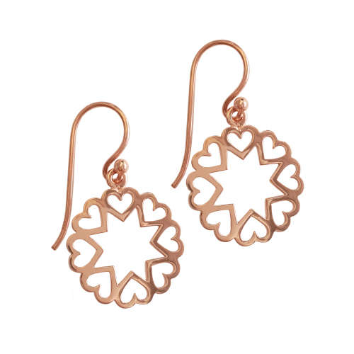 Rose gold Filigree Heart Design Earrings in Silver
