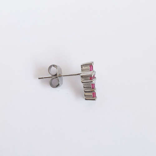 Ruby Red CZ Cross earrings in 925 Sterling Silver