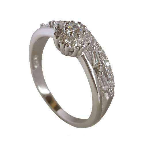 CZ Halo with half etenity in Silver- Size 7, 9