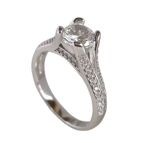 3piece CZ Solitaire Half etenity band Rings in Silver- Size 6, 7, 8
