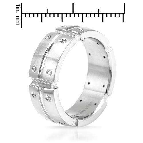 8mm Stainless Steel Diamond Band- Size 12