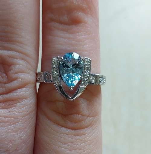 **CD DESIGNER JEWELRY**1.52ct Natural Topaz and CZ Engagement Ring in 925 Sterling Silver*Size O*