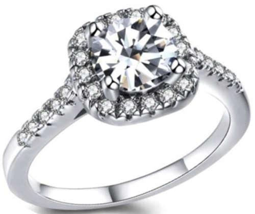 1.30ctw CZ Halo Design Ring - Size 5.25 , 7