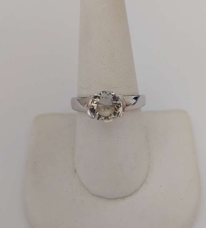 *CD DESIGNER JEWELRY* 2ct Citrine Solitaire Ring in Silver- Size 8.5