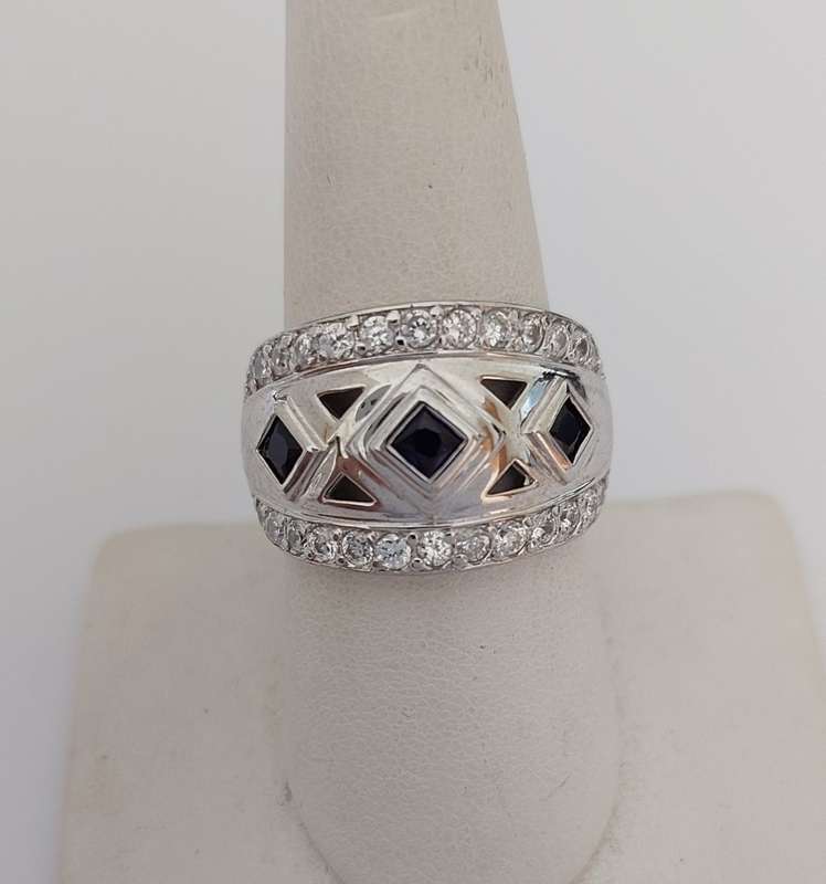*CD DESIGNER JEWELRY* 1.23ctw Simulated Sapphires and Clear CZ Ring in Silver