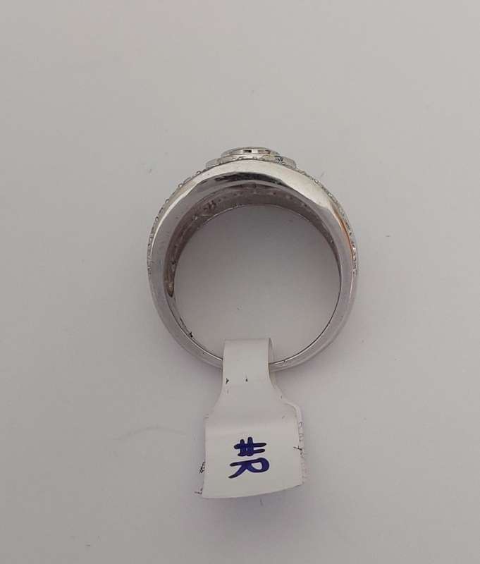 *CD DESIGNER JEWELRY* 3.26ctw CZ Broad Silver Ring- Size R