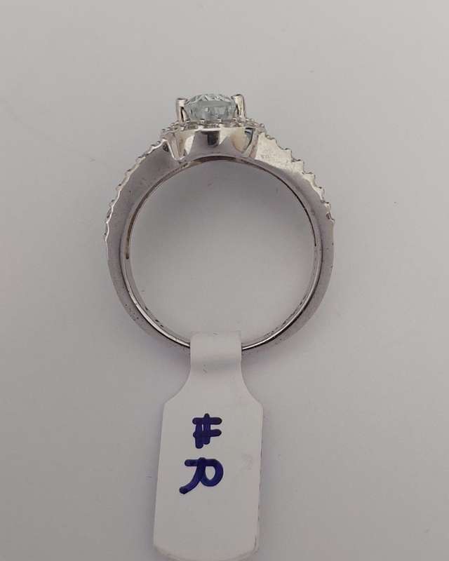 CD DESIGNER JEWELRY 1.5ct Topaz with Halo CZ Ring in Silver- Size R