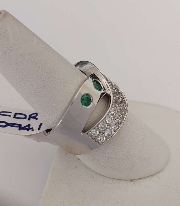 *CD DESIGNER JEWELRY* 1.30ctw Cr Emerald and CZ Ring- Size R
