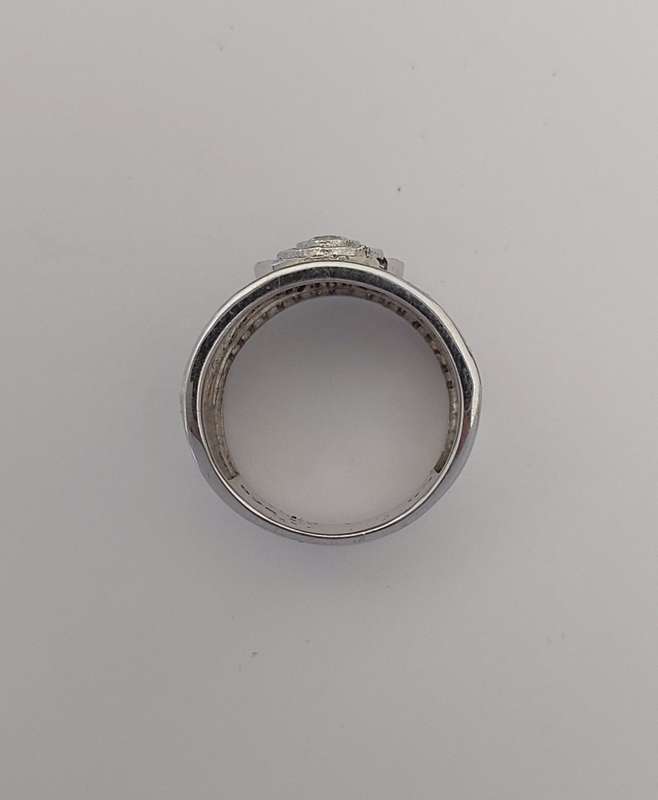 0.70ctw Two Tone Broad CZ Ring in Silver- Size R