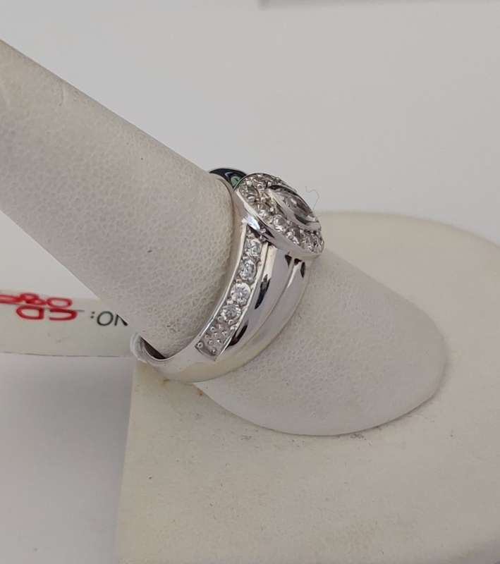 *CD DESIGNER JEWELRY* 1ct CZ Marquise Halo Ring in Silver- Size Q1/2