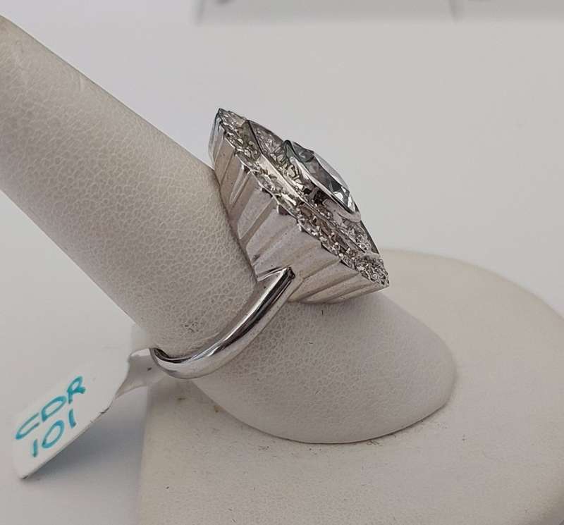 *CD DESIGNER JEWELRY* 3ct Cushion CZ Ring in Silver- Size R