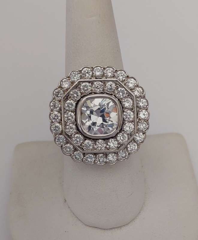 *CD DESIGNER JEWELRY* 3ct Cushion CZ Ring in Silver- Size R