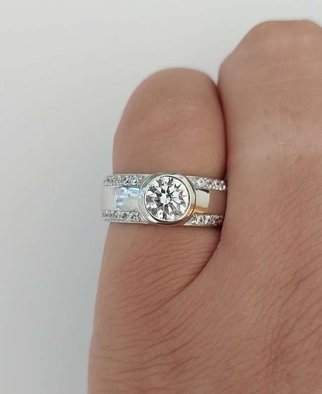 *CD DESIGNER JEWELRY* 1ct Bezel CZ in Silver