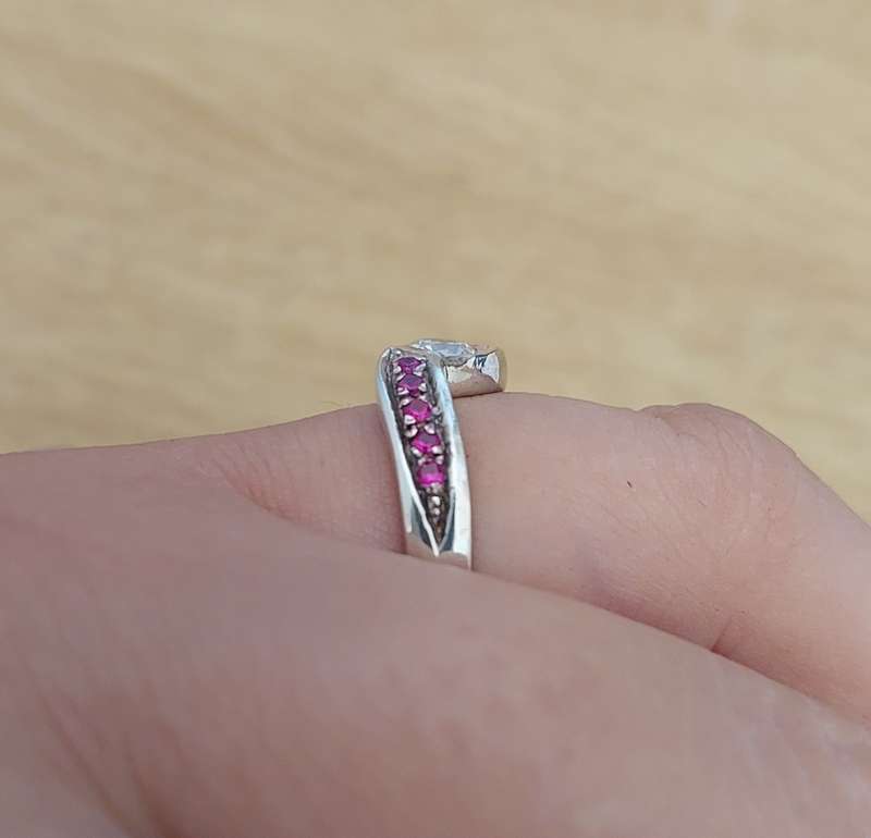 925 Sterling Silver Ruby Red CZ Band -Size 9.25