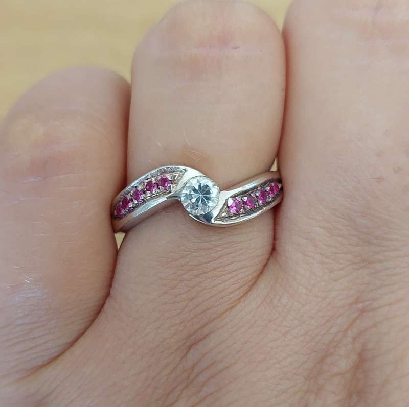 925 Sterling Silver Ruby Red CZ Band -Size 9.25
