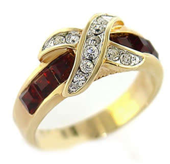 Ruby Red and Clear CZ Ring - Size 7-10