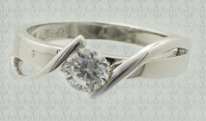 0.50ct CZ Twist Ring in Silver- Size 6.5