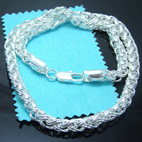 Patterned Sterling Silver Plated 46cm Necklace***