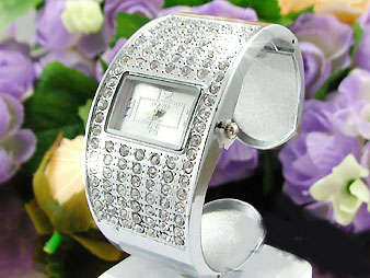 Lady's CZ Broad Band Watch
