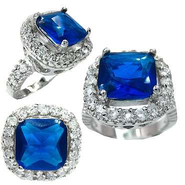 4.28ctw Radiant cut Sapphire Blue CubicZirconia - Size 7