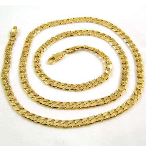 **AWESOME**4 mm GOLD CURB NECKLACE WITH LOBSTER CLASP**