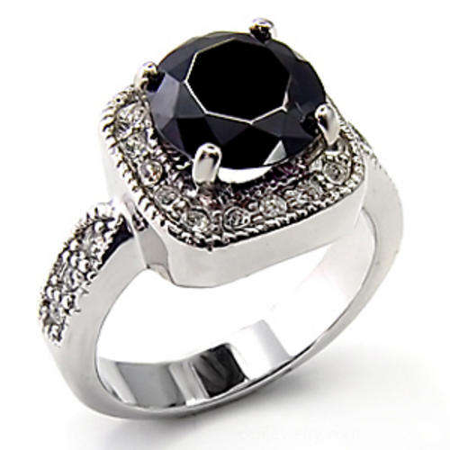 2.75ct Black CubicZirconia Cocktail Ring-Size 6-10