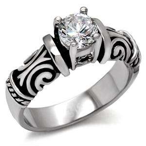 **BRAND NEW ARRIVAL** Stainless Steel 0.75ct Two Tone Ornate Band Cocktail Ring**Size 6-10*