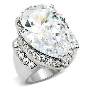30ct Pear Shaped Stainless Steel Dress Ring- Size 5, 10