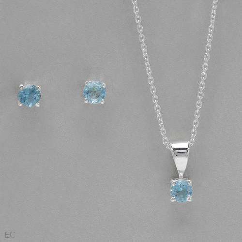 0.90ctw Natural Topaz Earrings and Necklace Set in 925 Sterling Silver