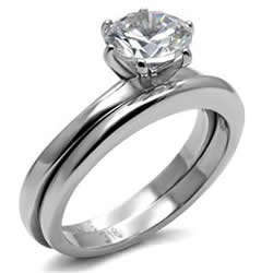 **NEW ARRIVAL**GORGEOUS 2.00ct Solitaire Stainless Steel Engagement Ring with FREE WEDDING BAND**