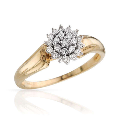 Cluster Diamond Ring 14K Two Tone Gold