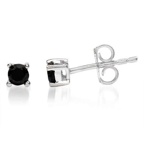 0.19ctw Black Diamond Silver Stud Earrings