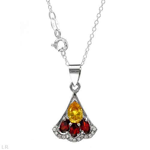 CZ Multi Coloured Pendant with 925 Sterling silver Necklace