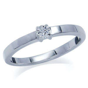 0.11ct CZ Solitaire Ring in Silver- Size 8