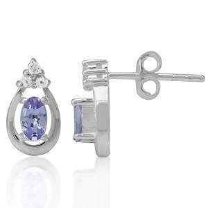 0.60ctw Natural Tanzanite and White Topaz Earrings