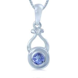 925 STERLING SILVER 0.24ctw Natural Tanzanite Pendant