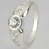 0.70ct CZ Bezel Set Ring in Silver- Size 8