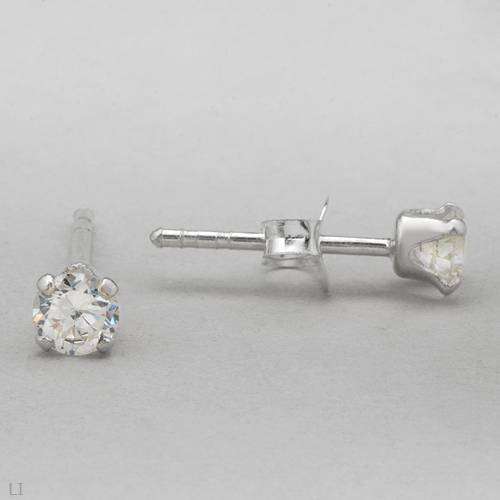 **SPARKLING**0.90ctw Round Clear Petite CZ Studs in 925 Sterling Silver***