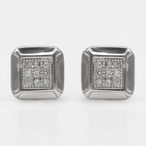 Cubic Zirconia Princess Studs in Silver