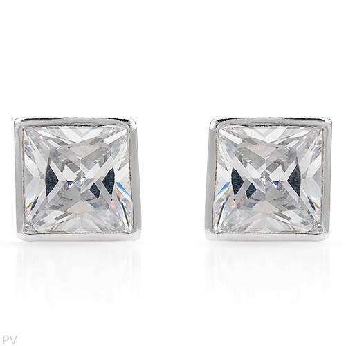 17.40ctw Princess Studs in 925 Sterling Silver