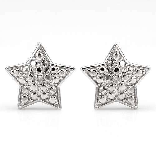 0.01ctw Diamond Star Studs in 925 Sterling Silver