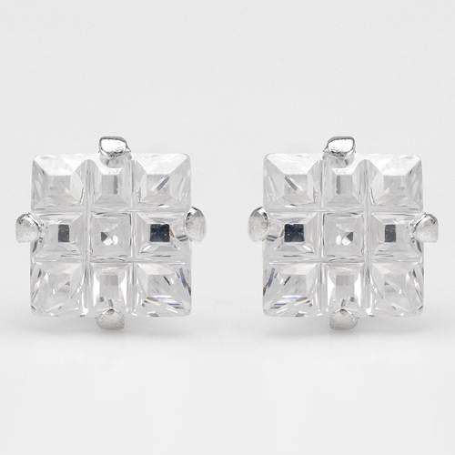 4.00ctw Princess cut CubicZirconia Studs in 925 Sterling Silver