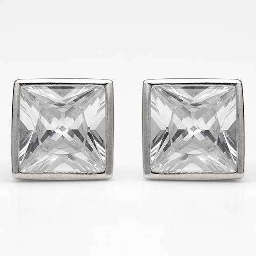 11.70ctw Princess cut CubicZirconia Studs in 925 Sterling Silver