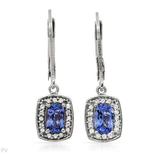 1.44ctw Natural Tanzanite and Topaz Drop Earrings in 925 Sterling Silver
