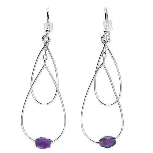 1.35ctw Beaded Amethyst Drop Earrings in 925 Sterling Silver