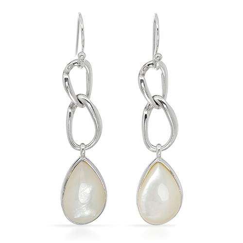 Mother of Pearl Drop Earrings in 925 Sterling Silver